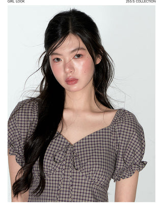 [TAKEANAP] plaid V-neck dress