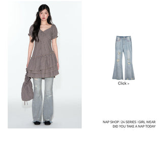 [TAKEANAP] plaid V-neck dress