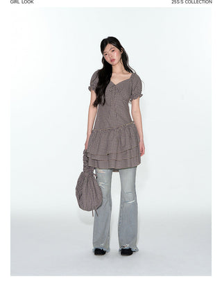 [TAKEANAP] plaid V-neck dress
