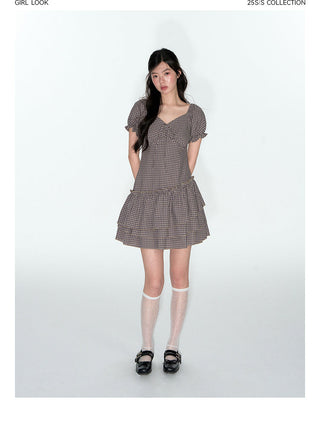 [TAKEANAP] plaid V-neck dress