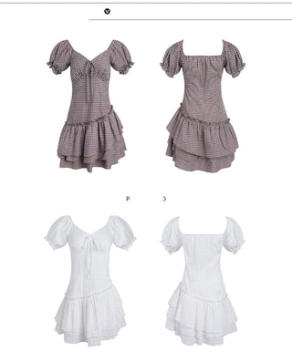 [TAKEANAP] plaid V-neck dress