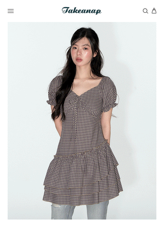 [TAKEANAP] plaid V-neck dress