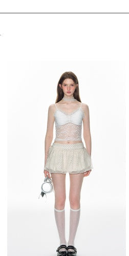[TAKEANAP] polka dot mesh culottes