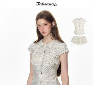 [TAKEANAP] polka dot mesh culottes