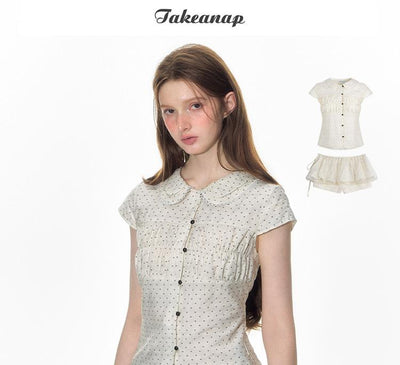 [TAKEANAP] polka dot mesh culottes