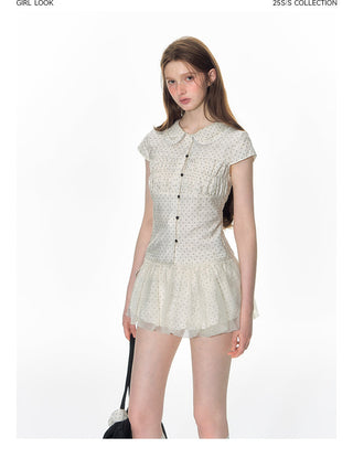 [TAKEANAP] polka dot mesh culottes
