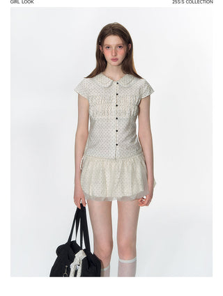 [TAKEANAP] polka dot mesh culottes