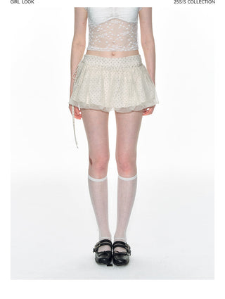 [TAKEANAP] polka dot mesh culottes