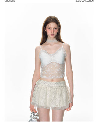 [TAKEANAP] polka dot mesh culottes
