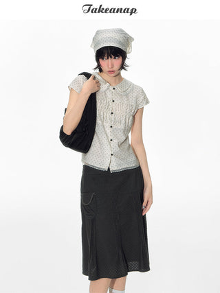 [TAKEANAP] polka dot mesh culottes
