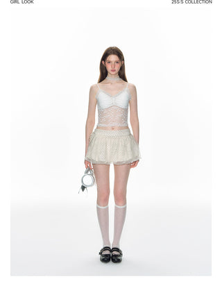 [TAKEANAP] polka dot mesh culottes