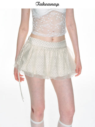 [TAKEANAP] polka dot mesh culottes