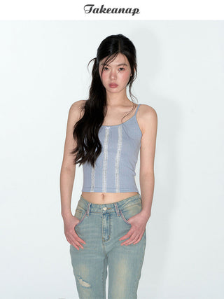 [TAKEANAP] lace spaghetti-strap dress