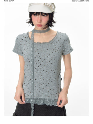 [TAKEANAP] texture lace tee
