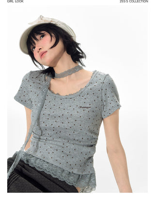 [TAKEANAP] texture lace tee