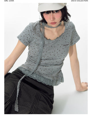 [TAKEANAP] texture lace tee
