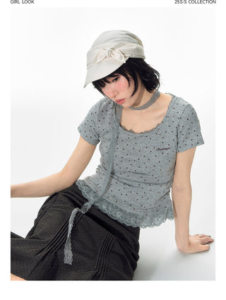 [TAKEANAP] texture lace tee