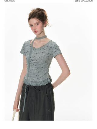 [TAKEANAP] texture lace tee