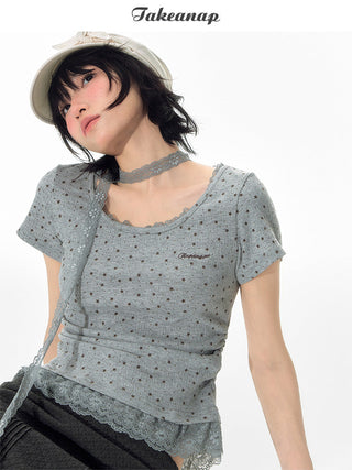 [TAKEANAP] texture lace tee