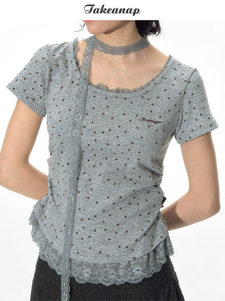 [TAKEANAP] texture lace tee