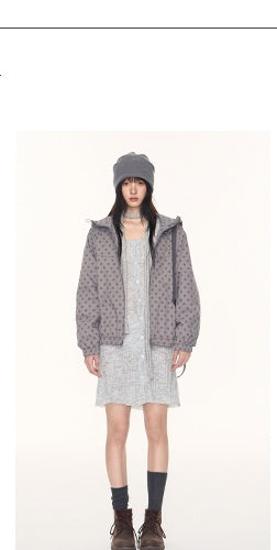 [TAKEANAP] polka dot hooded jacket