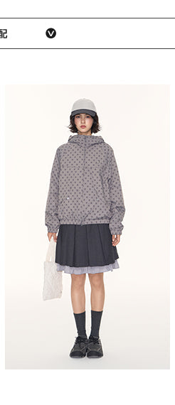 [TAKEANAP] polka dot hooded jacket