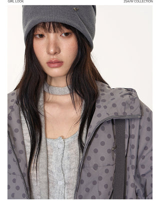 [TAKEANAP] polka dot hooded jacket