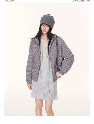 [TAKEANAP] polka dot hooded jacket