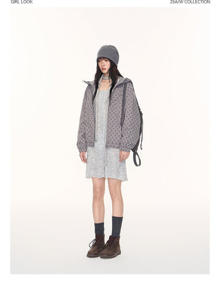 [TAKEANAP] polka dot hooded jacket