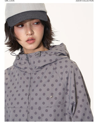 [TAKEANAP] polka dot hooded jacket