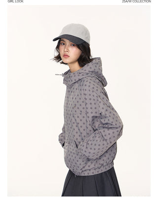 [TAKEANAP] polka dot hooded jacket