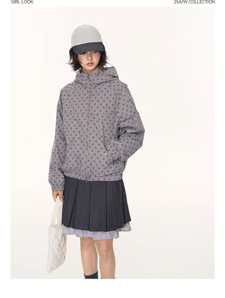 [TAKEANAP] polka dot hooded jacket