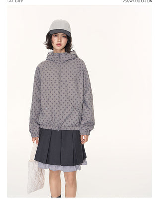 [TAKEANAP] polka dot hooded jacket