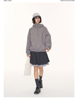 [TAKEANAP] polka dot hooded jacket