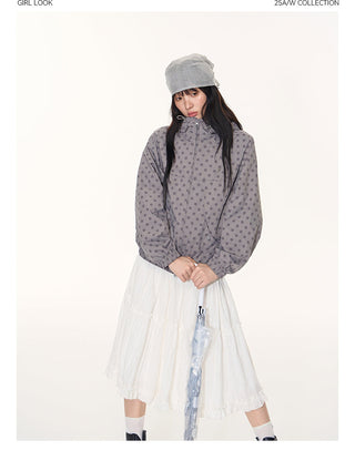 [TAKEANAP] polka dot hooded jacket
