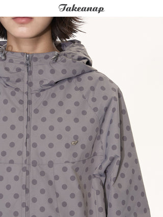 [TAKEANAP] polka dot hooded jacket