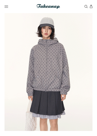 [TAKEANAP] polka dot hooded jacket