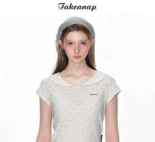 [TAKEANAP] polka dot collar tee