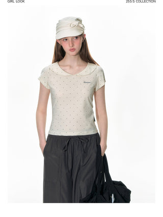 [TAKEANAP] polka dot collar tee