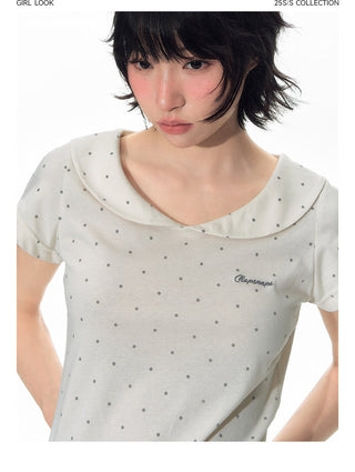 [TAKEANAP] polka dot collar tee