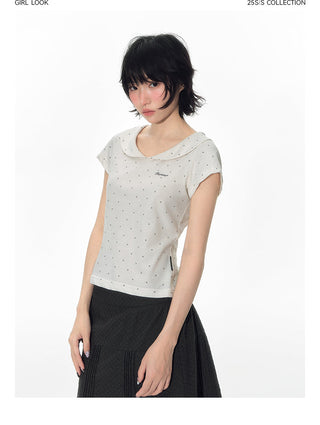 [TAKEANAP] polka dot collar tee