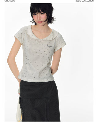 [TAKEANAP] polka dot collar tee