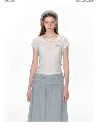 [TAKEANAP] polka dot collar tee