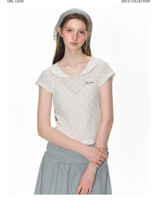 [TAKEANAP] polka dot collar tee