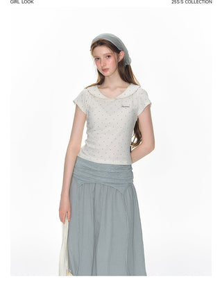[TAKEANAP] polka dot collar tee
