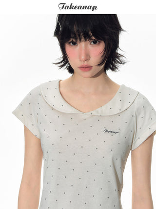 [TAKEANAP] polka dot collar tee