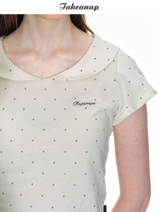 [TAKEANAP] polka dot collar tee