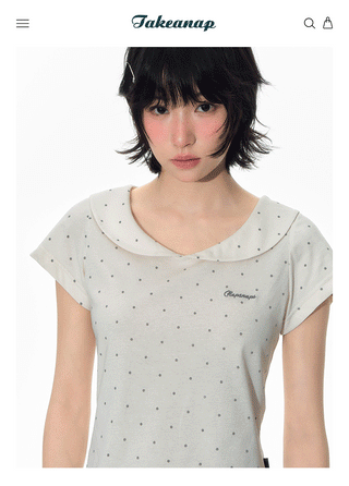 [TAKEANAP] polka dot collar tee