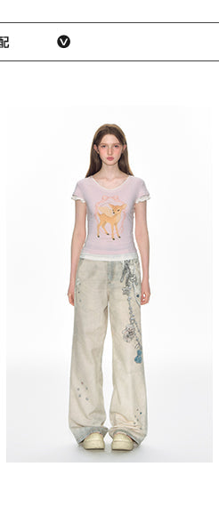 [TAKEANAP] deer printed tee