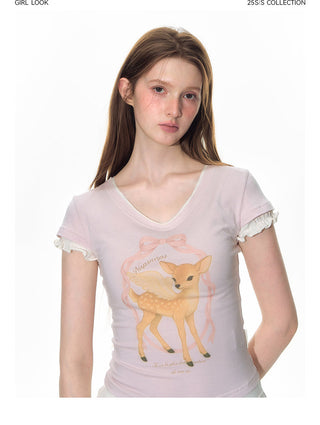 [TAKEANAP] deer printed tee